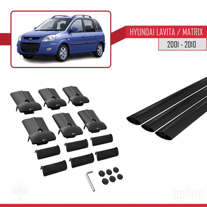 Compatibile con Hyundai Matrix (FC) 2001-2010 FLY Model Barre Tetto Portapacchi Auto Barre Portatutto Nero Alluminio 3 Barre