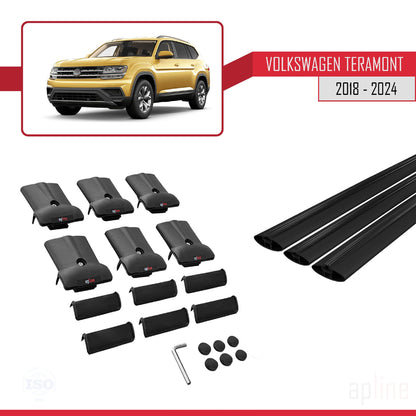 Compatibile con Volkswagen Teramont (CA1) 2018-2024 FLY Model Barre Tetto Portapacchi Auto Barre Portatutto Nero Alluminio 3 Barre