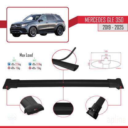 Compatible avec Mercedes Classe GLE 4 (V167) 2019-2025 FLY Model Barres de Toit Railing Porte-Bagages de Voiture Noir Aluminium 3 Barres