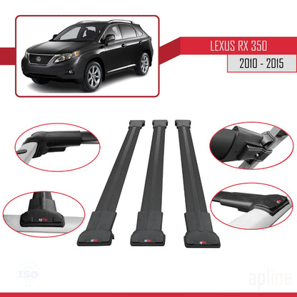 Kompatibel mit Lexus RX 3 (AL10) 2010-2015 FLY Model Relingträger Dachträger Auto Gepäckträger Schwarz Aluminium 3 Stangen