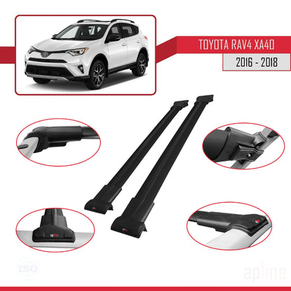 Compatible avec Toyota RAV4 IV (XA40) Post-Facelift 2016-2018 FLY Model Barres de Toit Railing Porte-Bagages de Voiture Noir Aluminium 2 Barres