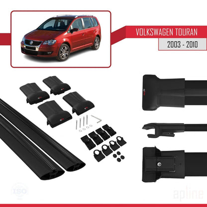 Compatible con Volkswagen Touran (1T) Post-Facelift 2010-2015 FLY Model Barras de Techo Auto Portaequipajes Barras Transversales Negro Aluminio 3 Barras