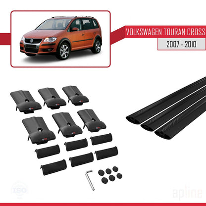 Compatible con Volkswagen Touran Cross Pre-Facelift 2007-2010 FLY Model Barras de Techo Auto Portaequipajes Barras Transversales Negro Aluminio 3 Barras