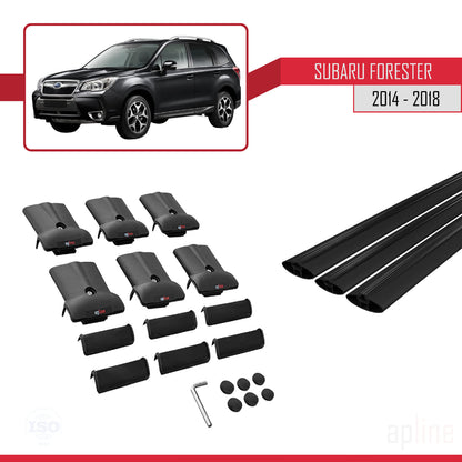 Kompatibel mit Subaru Forester 4 (SJ) 2014-2018 FLY Model Relingträger Dachträger Auto Gepäckträger Schwarz Aluminium 3 Stangen