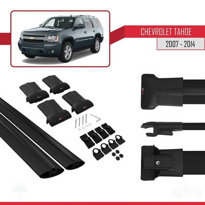 FLY Model Dakdrager bagagedrager compatibel met Chevrolet Tahoe 3 2007-2014 Spoorstaven Zwart Aluminium 2 Staven