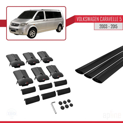Compatibile con Volkswagen T5 Caravelle 2003-2015 FLY Model Barre Tetto Portapacchi Auto Barre Portatutto Nero Alluminio 3 Barre