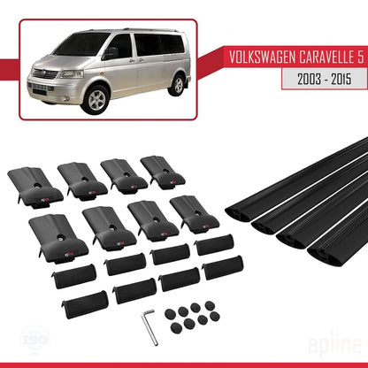 Compatibile con Volkswagen T5 Caravelle 2003-2015 FLY Model Barre Tetto Portapacchi Auto Barre Portatutto Nero Alluminio 4 Barre