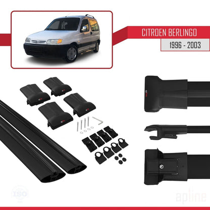 Compatibile con Citroen Berlingo (M49) 1996-2003 modello FLY Barre portatutto per auto Portapacchi in alluminio nero 2 barre