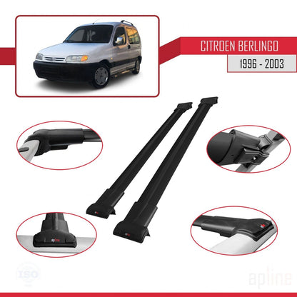 Compatibile con Citroen Berlingo (M59) 2003-2008 modello FLY Barre portatutto per auto Portapacchi in alluminio nero 2 barre