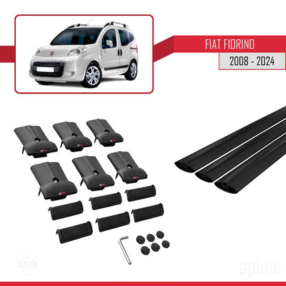 Compatible avec Fiat Fiorino 3 2008-2025 FLY Model Barres de Toit Railing Porte-Bagages de Voiture Noir Aluminium 3 Barres