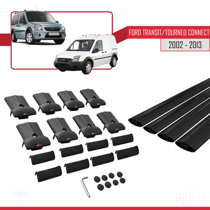 Compatibile con Ford Transit/Tourneo Connect 2002-2013 FLY Model Barre Tetto Portapacchi Auto Barre Portatutto Nero Alluminio 4 Barre