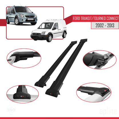 Compatibile con Ford Transit/Tourneo Connect 2002-2013 FLY Model Barre Tetto Portapacchi Auto Barre Portatutto Nero Alluminio 2 Barre