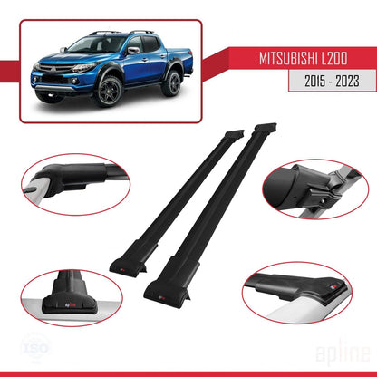 Compatibile con Mitsubishi L200 V 2015-2023 FLY Model Barre Tetto Portapacchi Auto Barre Portatutto Nero Alluminio 2 Barre