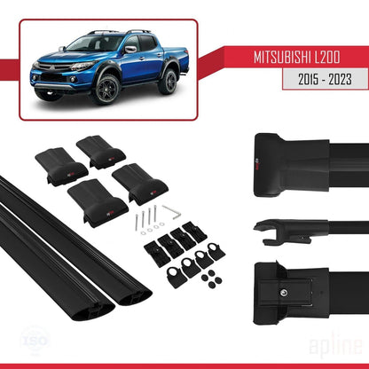Compatibile con Mitsubishi L200 V 2015-2023 FLY Model Barre Tetto Portapacchi Auto Barre Portatutto Nero Alluminio 2 Barre
