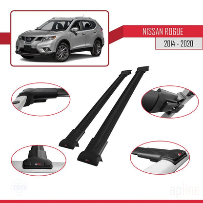 Compatibile con Nissan Rogue 2 (T32) 2014-2020 FLY Model Barre Tetto Portapacchi Auto Barre Portatutto Nero Alluminio 2 Barre