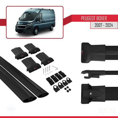 Compatible avec Peugeot Boxer 2 2007-2025 FLY Model Barres de Toit Railing Porte-Bagages de Voiture Noir Aluminium 2 Barres