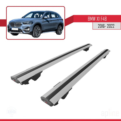 Compatibile con BMW X1 (F48) 2016-2022 HOOK Model Barre Tetto Portapacchi Auto Barre Portatutto Grigo Alluminio 2 Barre