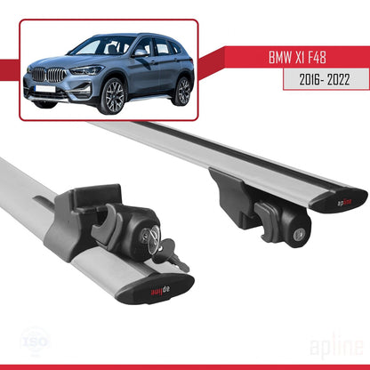 Compatibile con BMW X1 (F48) 2016-2022 HOOK Model Barre Tetto Portapacchi Auto Barre Portatutto Grigo Alluminio 2 Barre