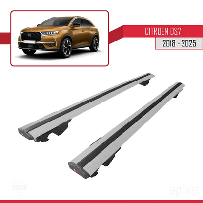 Compatible avec Citroen/DS 7 Crossback 2018-2025 HOOK Model Barres de Toit Railing Porte-Bagages de Voiture Gris Aluminium 2 Barres