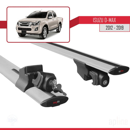 Kompatibel mit Isuzu D-Max 2 (RT50) 2012-2019 HOOK Model Relingträger Dachträger Auto Gepäckträger Grau Aluminium 2 Stangen