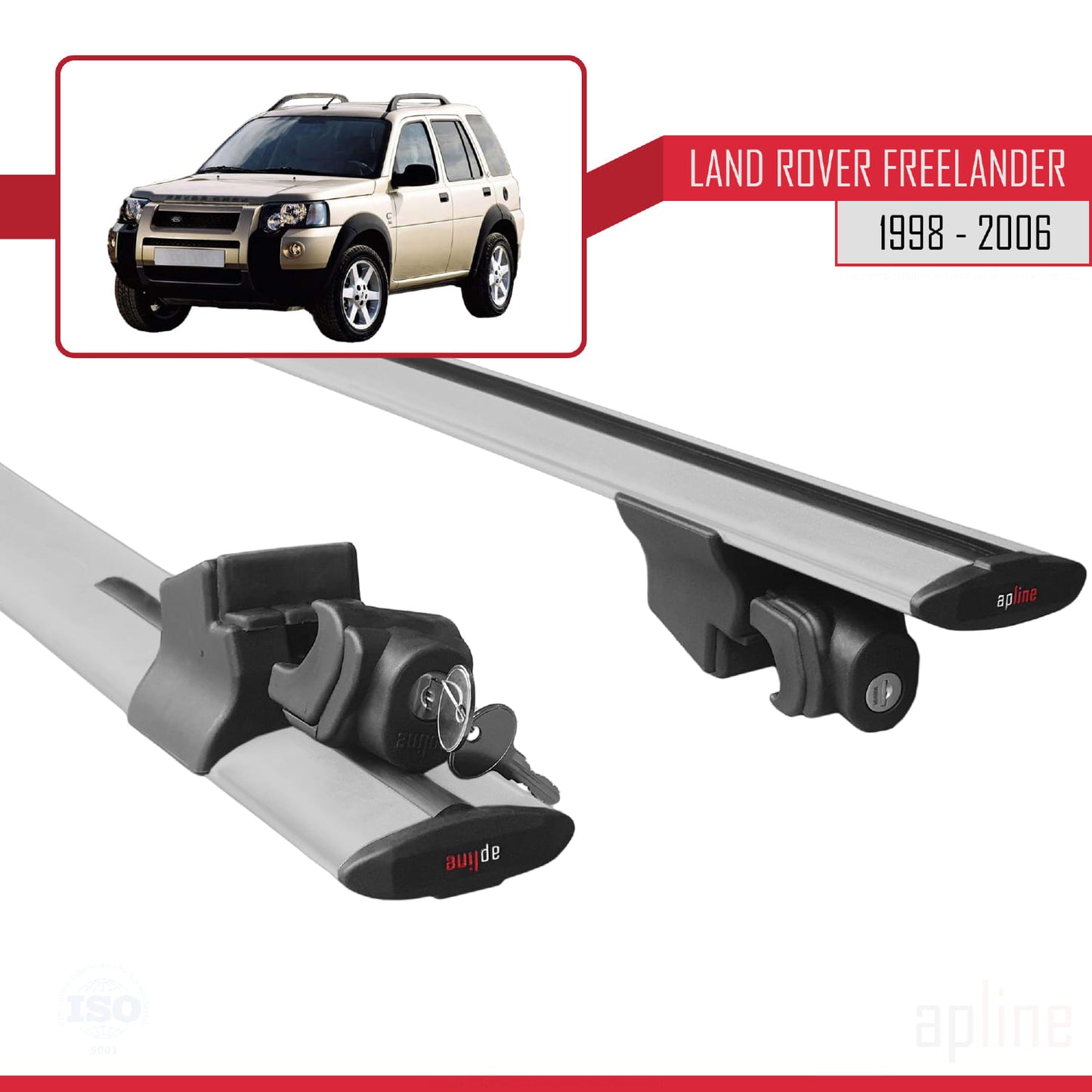 Compatible avec Land Rover Freelander (L314) 1998-2006 HOOK Model Barres de Toit Railing Porte-Bagages de Voiture Gris Aluminium 2 Barres