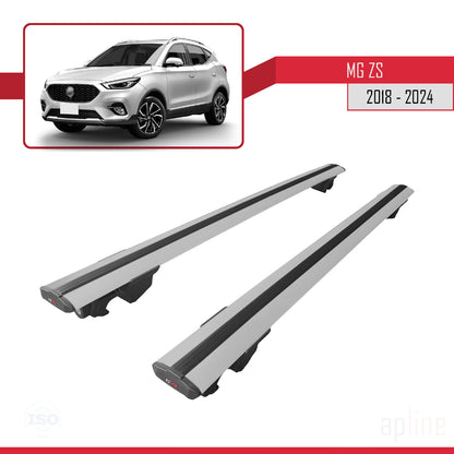 Compatible avec MG ZS 2018-2024 HOOK Model Barres de Toit Railing Porte-Bagages de Voiture Gris Aluminium 2 Barres