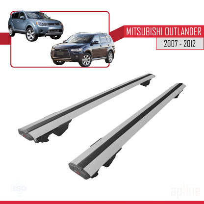 Compatible con Mitsubishi Outlander 2 2007-2012 HOOK Model Barras de Techo Auto Portaequipajes Barras Transversales Gris Aluminio 2 Barras