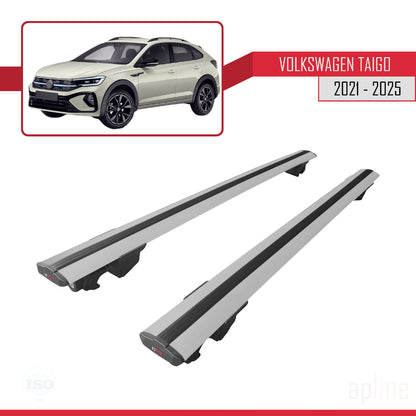 Compatible avec Volkswagen Taigo (CS1) 2021-2025 HOOK Model Barres de Toit Railing Porte-Bagages de Voiture Gris Aluminium 2 Barres