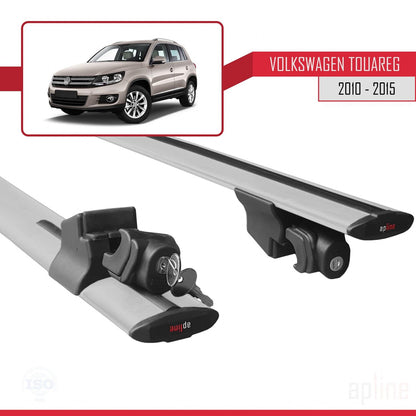 Compatible avec Volkswagen Touareg 2 (7P) Pre-Facelift 2010-2015 HOOK Model Barres de Toit Railing Porte-Bagages de Voiture Gris Aluminium 2 Barres