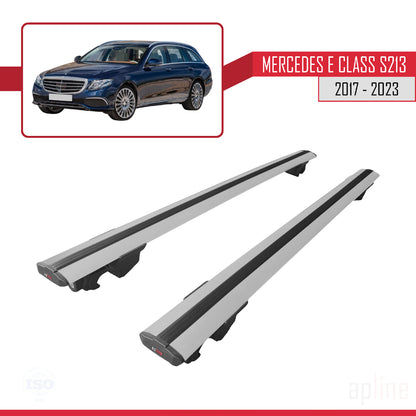 Compatible avec Mercedes E Class S213 2017-2023 HOOK Model Barres de Toit Railing Porte-Bagages de Voiture Gris Aluminium 2 Barres