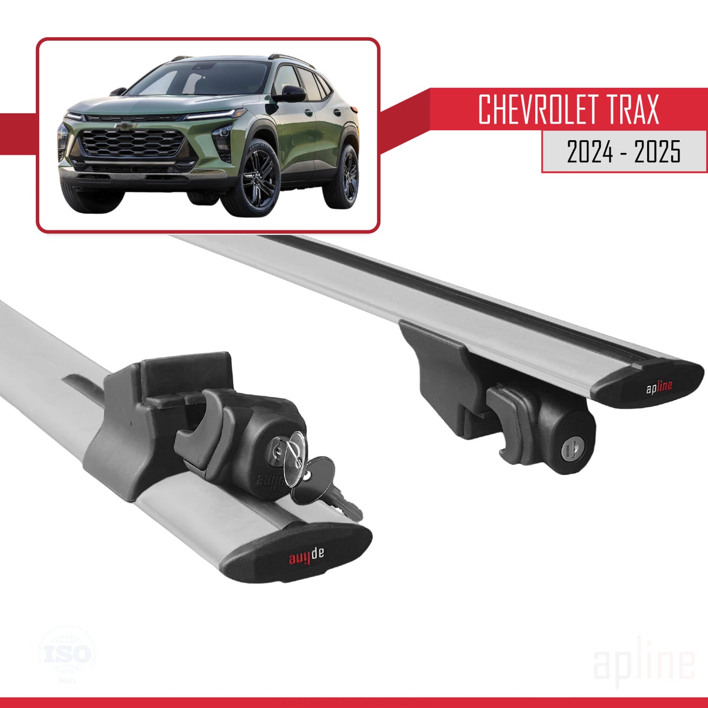 Compatible avec Chevrolet Trax 2024-2025 HOOK Model Barres de Toit Railing Porte-Bagages de Voiture Gris Aluminium 2 Barres