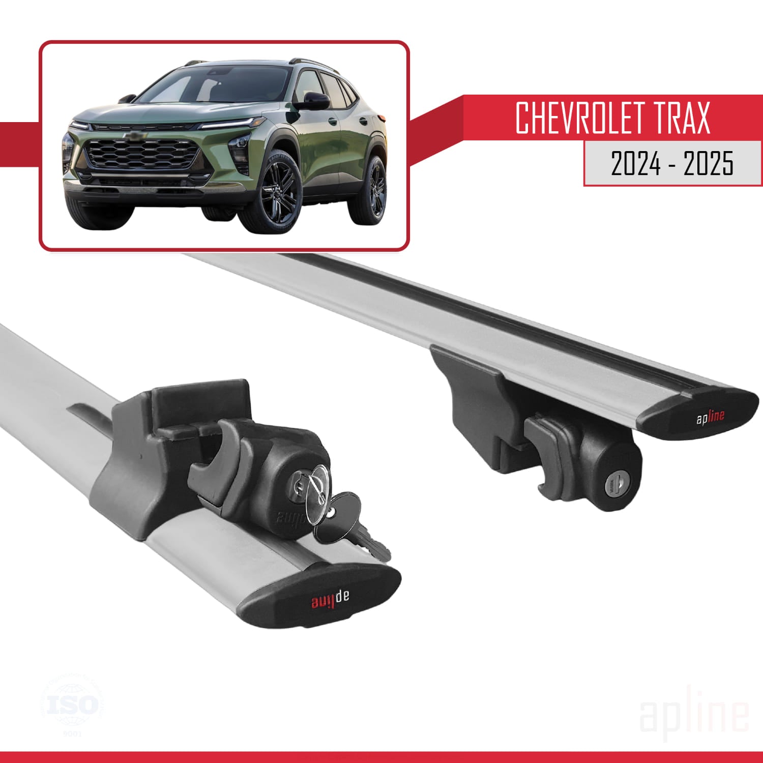 Compatible avec Chevrolet Trax 2024-2025 HOOK Model Barres de Toit Railing Porte-Bagages de Voiture Gris Aluminium 2 Barres