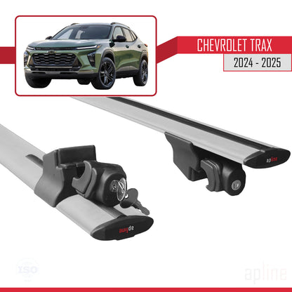 Compatible avec Chevrolet Trax 2024-2025 HOOK Model Barres de Toit Railing Porte-Bagages de Voiture Gris Aluminium 2 Barres