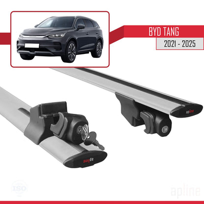 Compatible avec BYD Tang 2021-2025 HOOK Model Barres de Toit Railing Porte-Bagages de Voiture Gris Aluminium 2 Barres