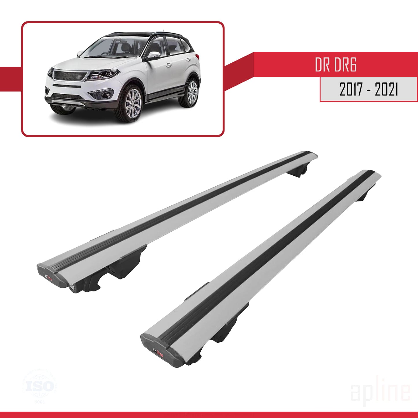 Compatible avec DR DR6 2017-2021 HOOK Model Barres de Toit Railing Porte-Bagages de Voiture Gris Aluminium 2 Barres