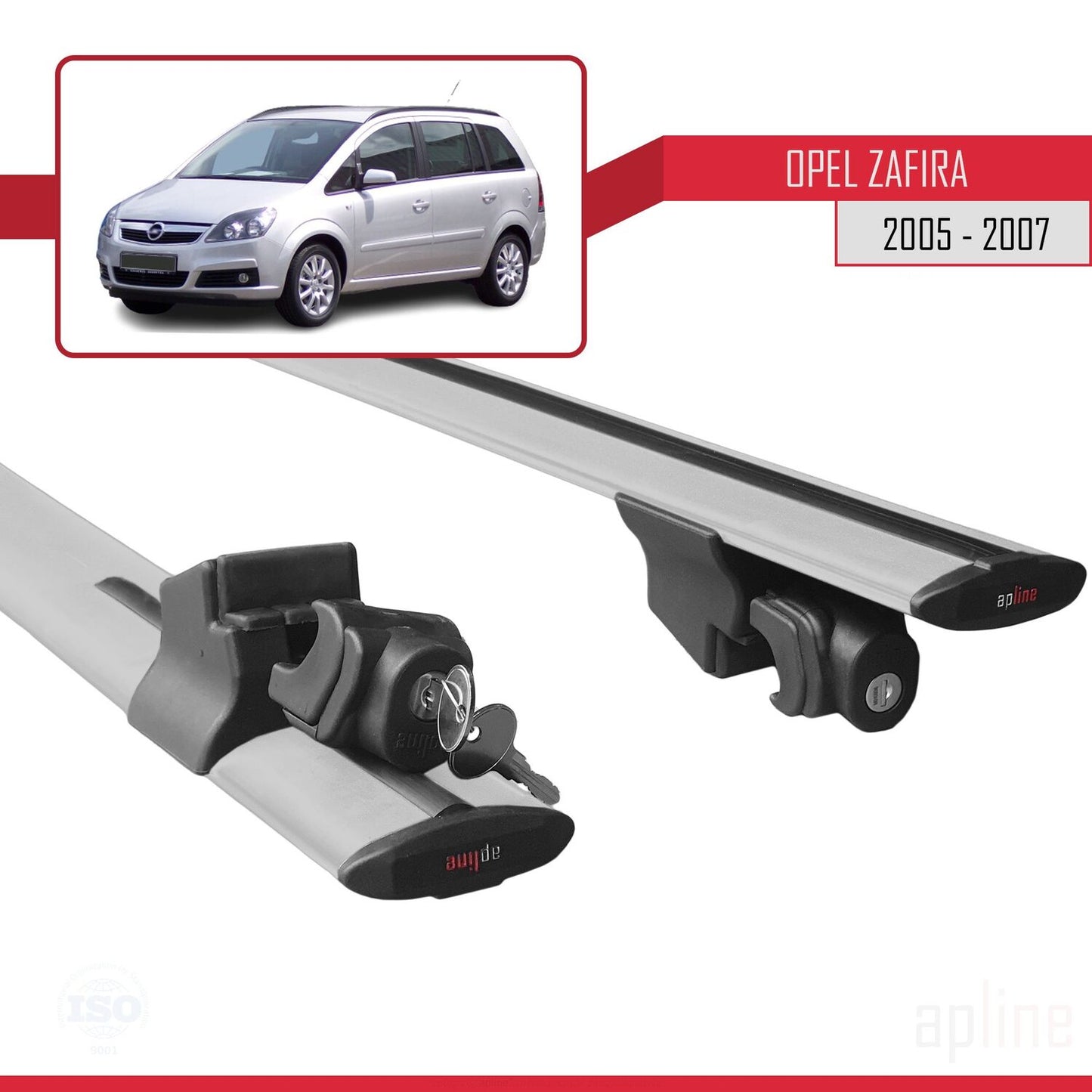 Compatible avec Opel Zafira B (A05) Pre-Facelift 2005-2007 HOOK Model Barres de Toit Railing Porte-Bagages de Voiture Gris Aluminium 2 Barres