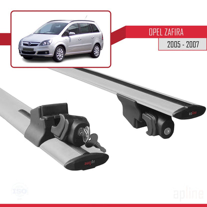 Compatible avec Opel Zafira B (A05) Pre-Facelift 2005-2007 HOOK Model Barres de Toit Railing Porte-Bagages de Voiture Gris Aluminium 2 Barres