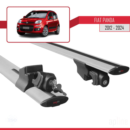 Compatible avec Fiat Panda 3 (319) 2012-2024 HOOK Model Barres de Toit Railing Porte-Bagages de Voiture Gris Aluminium 2 Barres
