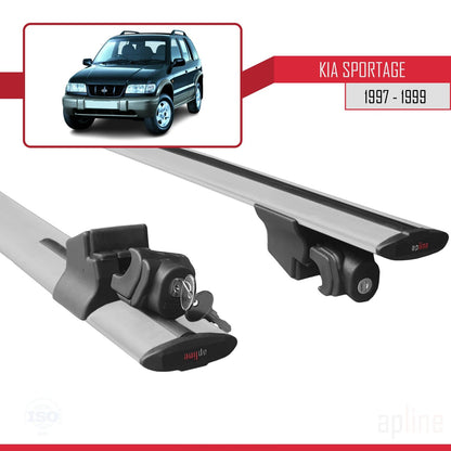 Compatible avec Kia Sportage 1997-1999 HOOK Model Barres de Toit Railing Porte-Bagages de Voiture Gris Aluminium 2 Barres