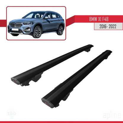 Compatibile con BMW X1 (F48) 2016-2022 HOOK Model Barre Tetto Portapacchi Auto Barre Portatutto Nero Alluminio 2 Barre