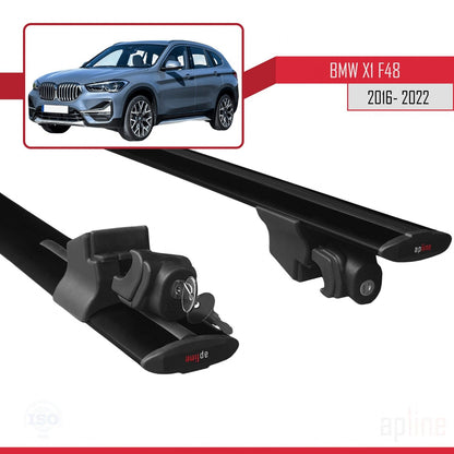 Compatibile con BMW X1 (F48) 2016-2022 HOOK Model Barre Tetto Portapacchi Auto Barre Portatutto Nero Alluminio 2 Barre
