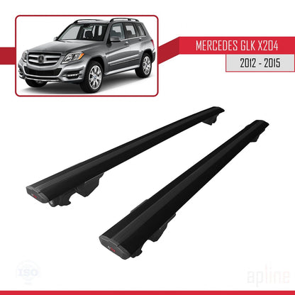 Compatible avec Mercedes Classe GLK (X204) Post-Facelift 2012-2015 HOOK Model Barres de Toit Railing Porte-Bagages de Voiture Noir Aluminium 2 Barres