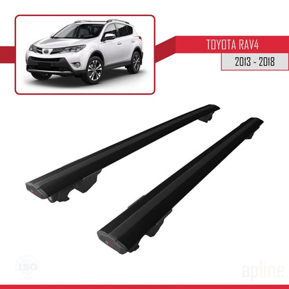 Compatible avec Toyota RAV4 IV (XA40) Pre-Facelift 2013-2018 HOOK Model Barres de Toit Railing Porte-Bagages de Voiture Noir Aluminium 2 Barres