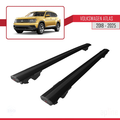 Compatible avec Volkswagen Atlas (CA1) 2018-2025 HOOK Model Barres de Toit Railing Porte-Bagages de Voiture Noir Aluminium 2 Barres