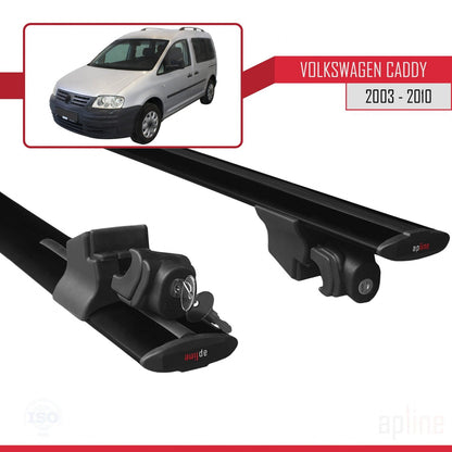 Compatibile con Volkswagen Caddy 3 (2K) 2003-2010 HOOK Model Barre Tetto Portapacchi Auto Barre Portatutto Nero Alluminio 2 Barre