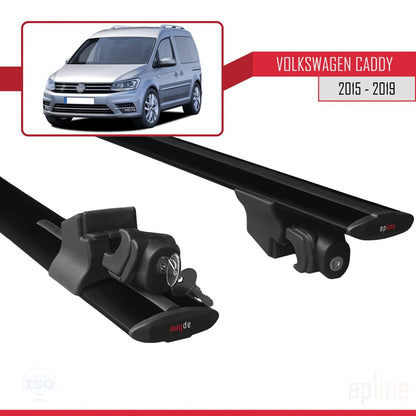 Compatibile con Volkswagen Caddy 3 (SA) 2015-2019 HOOK Model Barre Tetto Portapacchi Auto Barre Portatutto Nero Alluminio 2 Barre