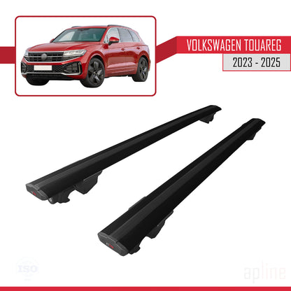 Compatible avec VW Touareg 2015-2018 HOOK Model Barres de Toit Railing Porte-Bagages de Voiture Noir Aluminium 2 Barres