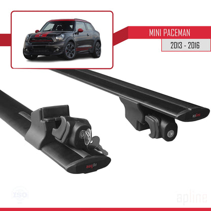 Compatible avec Mini Paceman (R61) 2013-2016 HOOK Model Barres de Toit Railing Porte-Bagages de Voiture Noir Aluminium 2 Barres