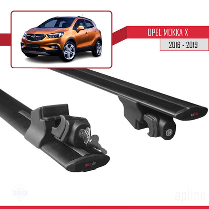 Compatible avec Opel Mokka X (J13) 2016-2019 HOOK Model Barres de Toit Railing Porte-Bagages de Voiture Noir Aluminium 2 Barres