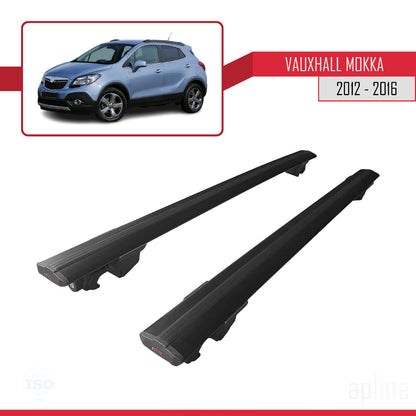 Compatible avec Vauxhall Mokka A (J13) 2012-2016 HOOK Model Barres de Toit Railing Porte-Bagages de Voiture Noir Aluminium 2 Barres